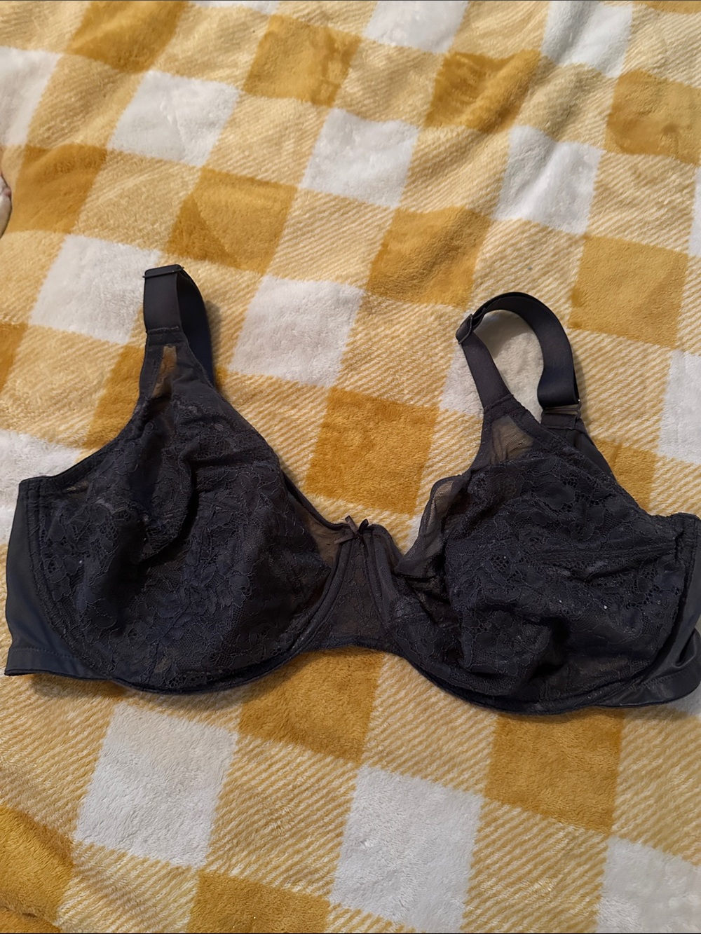 Sheer Lace Support Underwire Bra in Black